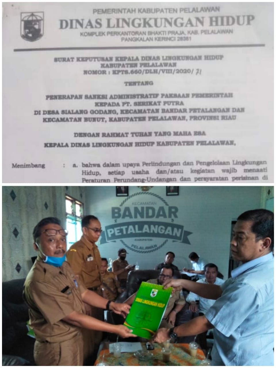 DLH Pelalawan Umumkan Hasil Labkes Kebocoran Limbah Pabrik Kelapa Sawit Serikat Putra