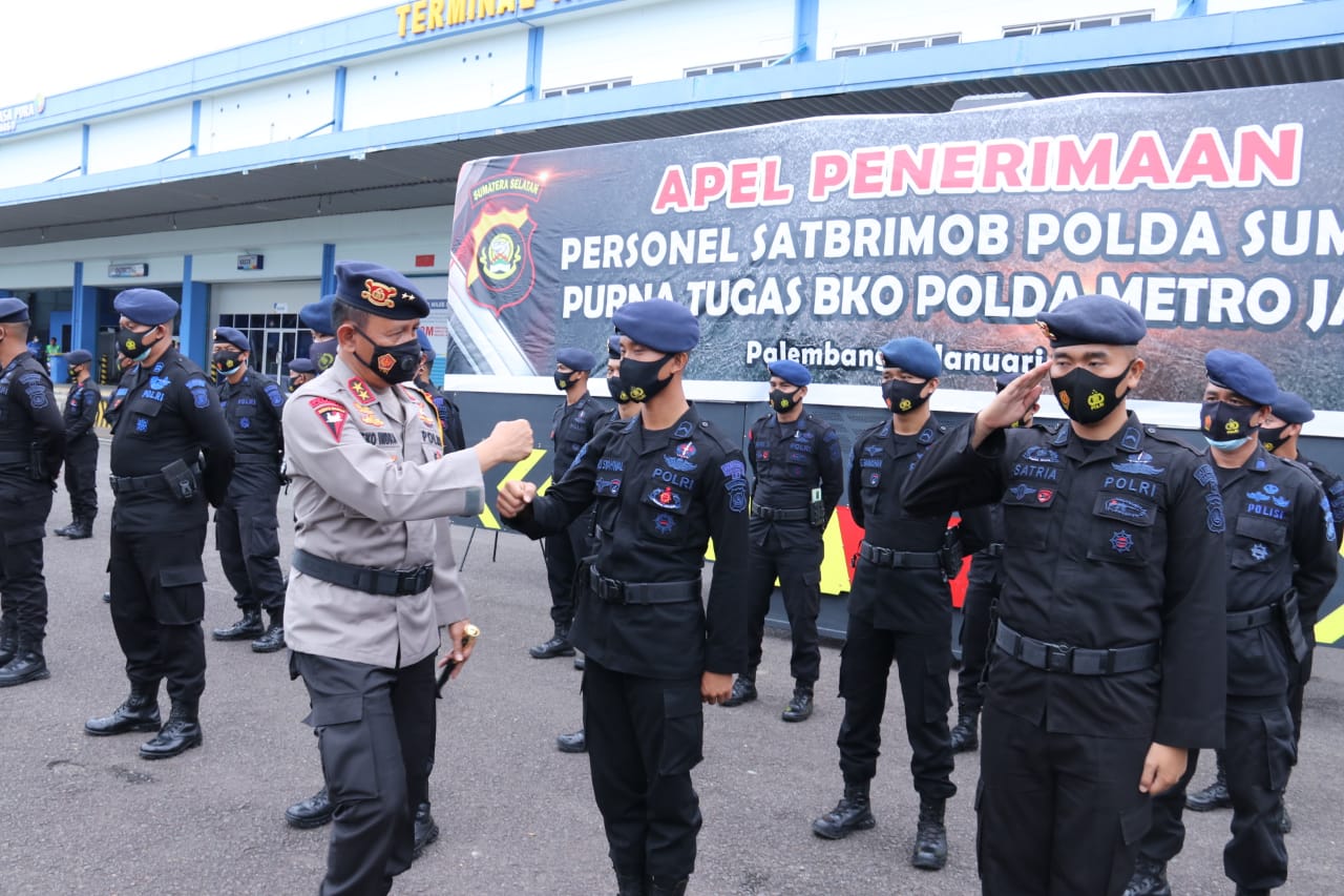 Kapolda Sumsel Pimpin Apel Penyambutan Personel Sat Polda Sumsel Pasca BKO Polda Metro Jaya