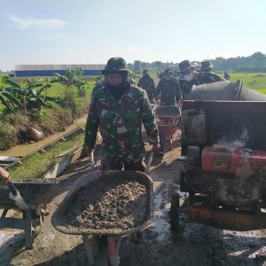 Lalu Lintas Angkong Satgas TMMD Penuhi Jalan Desa Tamansari