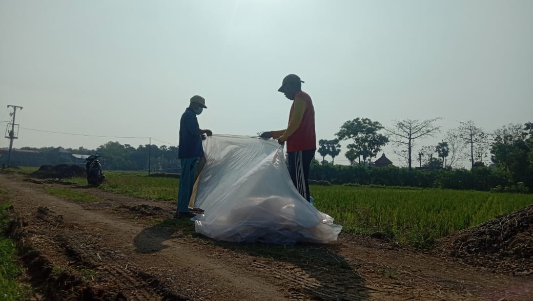 Penyiapan Plastik Untuk Alas Beton Sebelun Dikerjakan