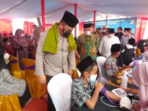 Hari ini Polda Riau Gelar Vaksinasi Serentak Bagi Para Santri di Kab. Kampar dengan Target 3000 Dosis