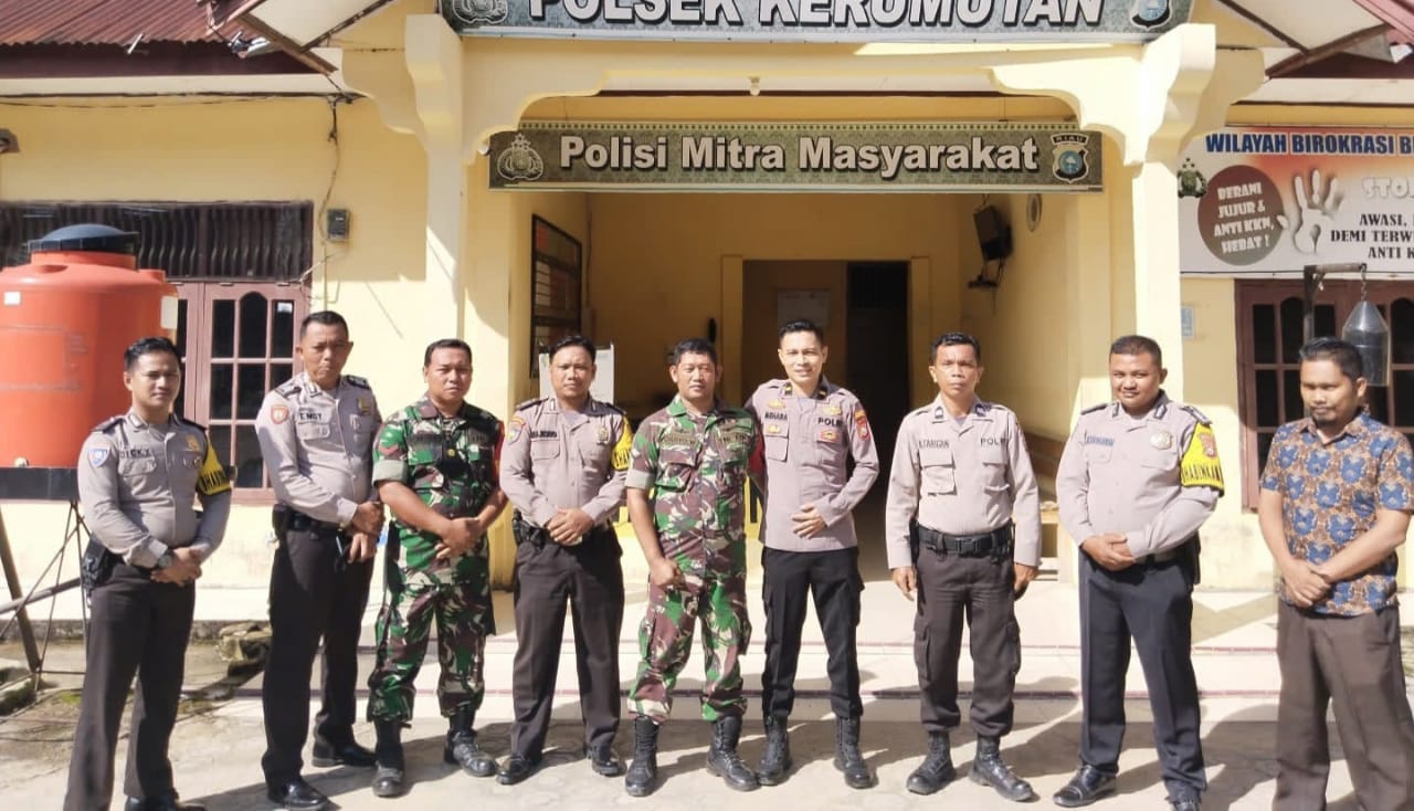 Danramil 15/KK Sambangi Mapolsek Kerumutan dan Beri Ucapan Selamat HUT Bhayangkara ke -76