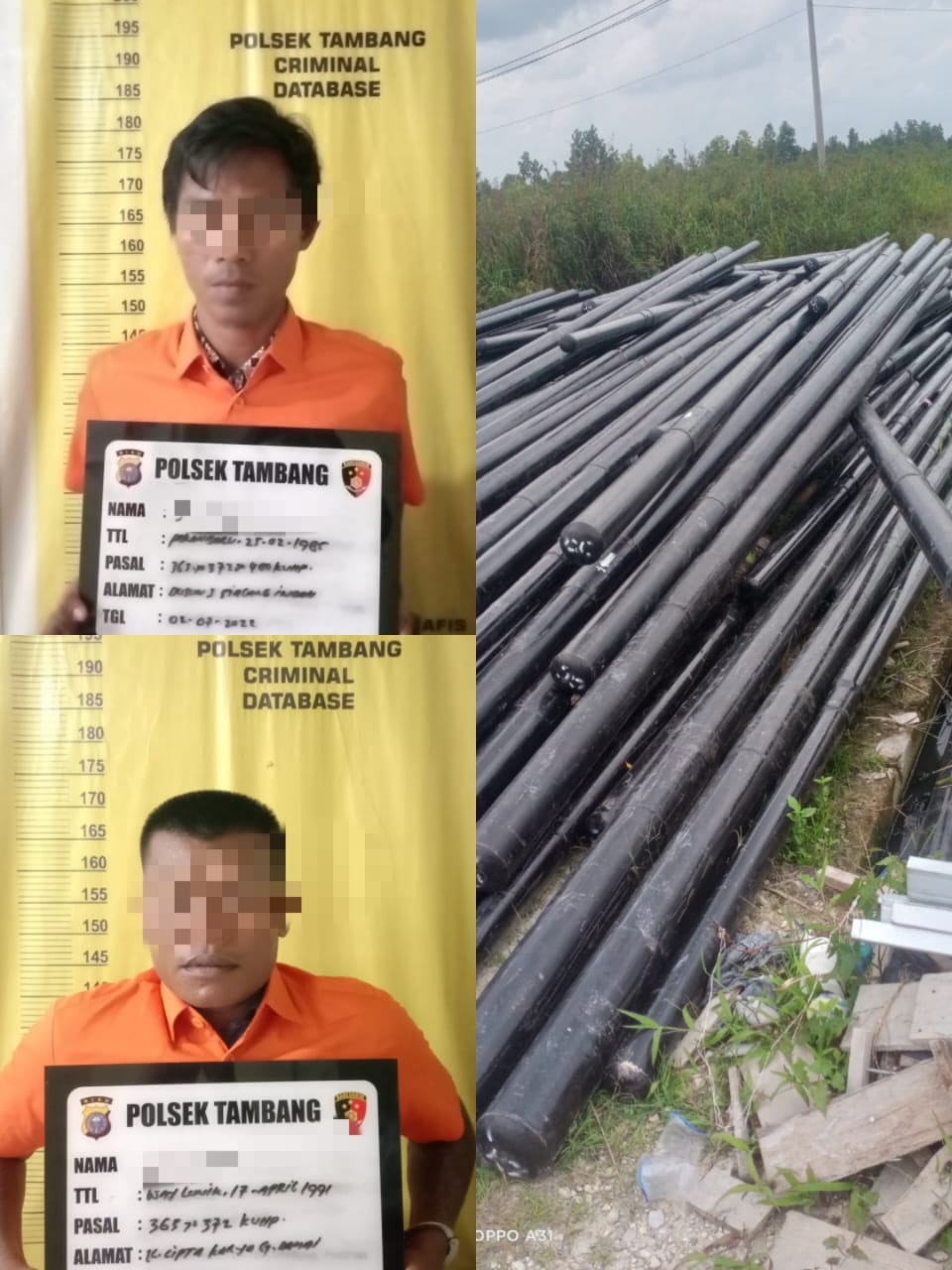 Dua Pelaku Pencurian Besi Milik PT SCKP di Ringkus Polsek Tambang
