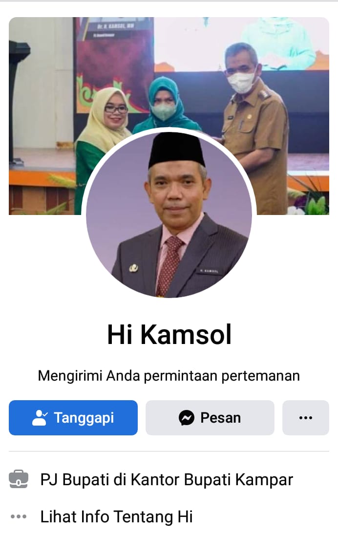 Hoax, Beredar Akun FB Mengatasnamakan Pj Bupati Kampar