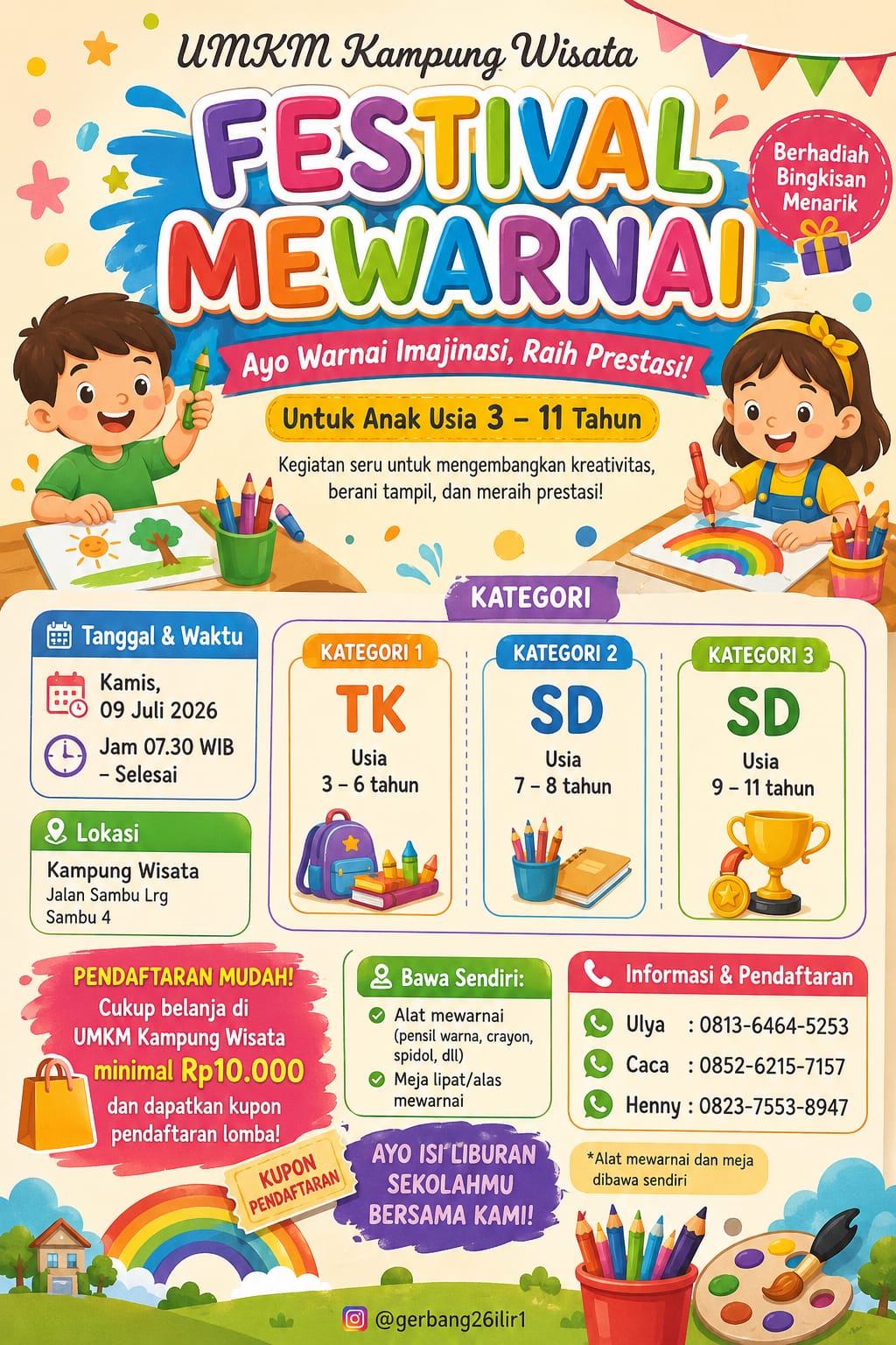 Festival Mewarnai Kampung Wisata Palembang: Wadah Kreatif Ramah Anak Berhadiah Menarik