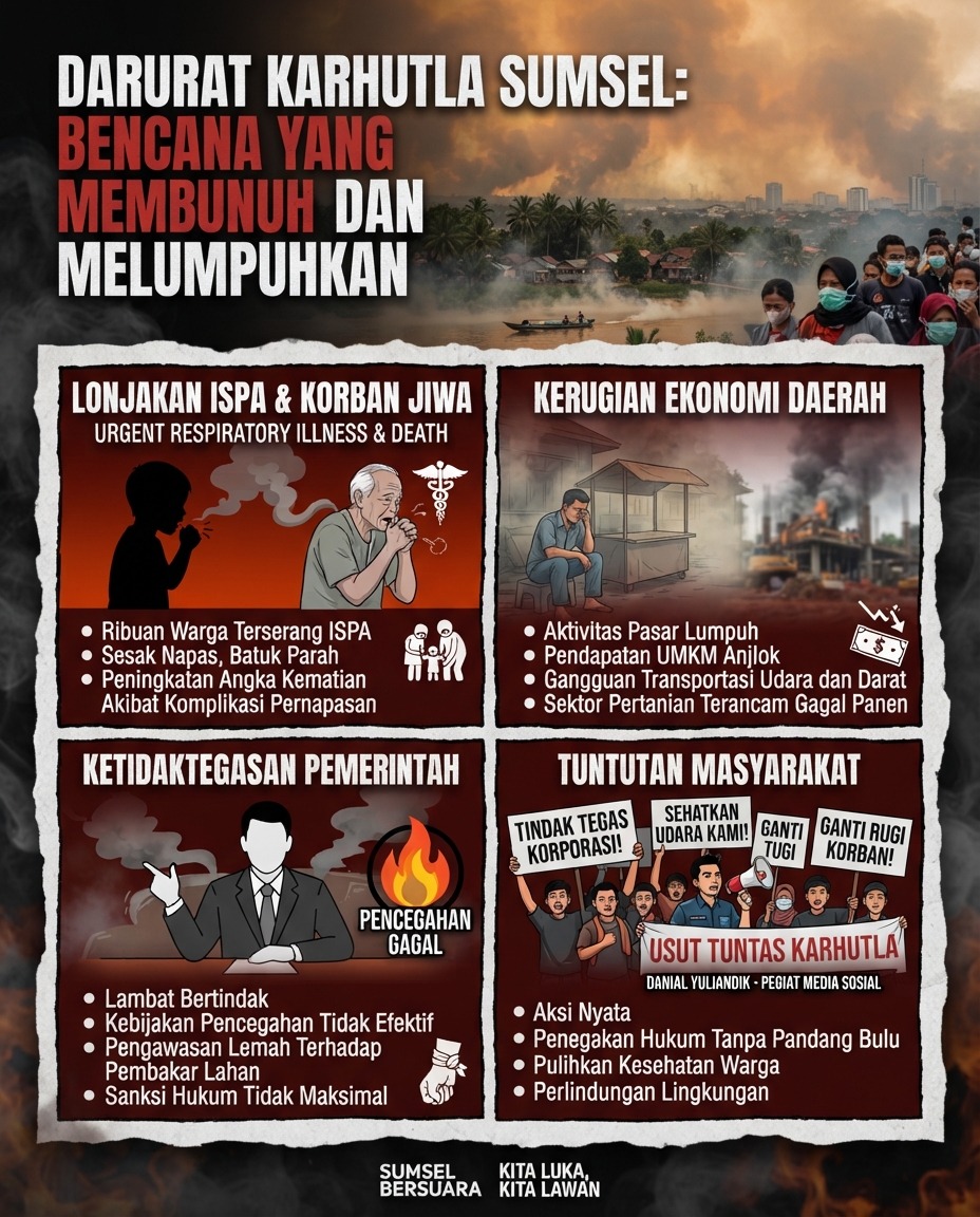 Kabut Asap Karhutla Sumsel Disorot, Danial Yuliandik Desak Mitigasi Diperkuat