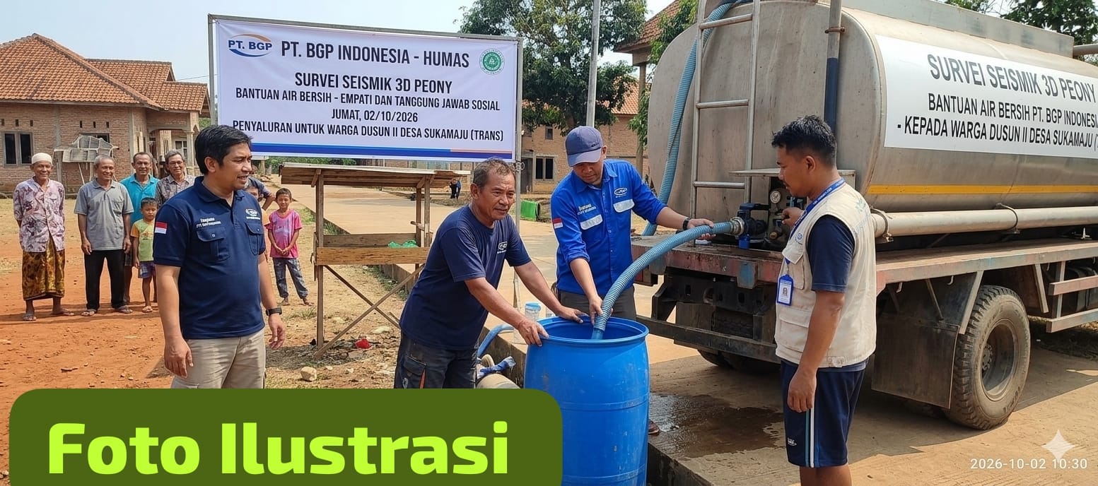 Warga Dusun II Desa Sukamaju Menjerit Kekeringan, Humas Seismik 3D Peony PT. BGP Turun Tangan Berikan Air Bersih